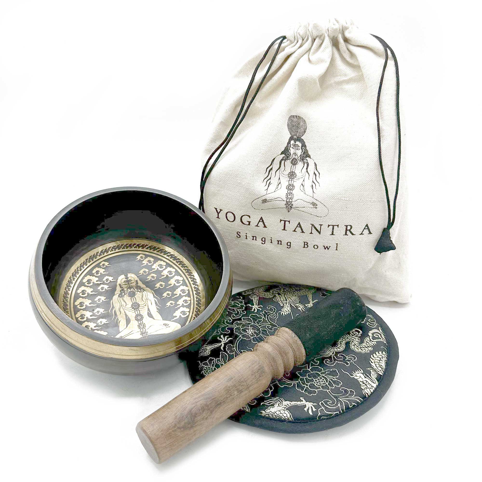 Hand Beaten & Engraved Singing Bowl Gift Set - 5.5" - Yogi