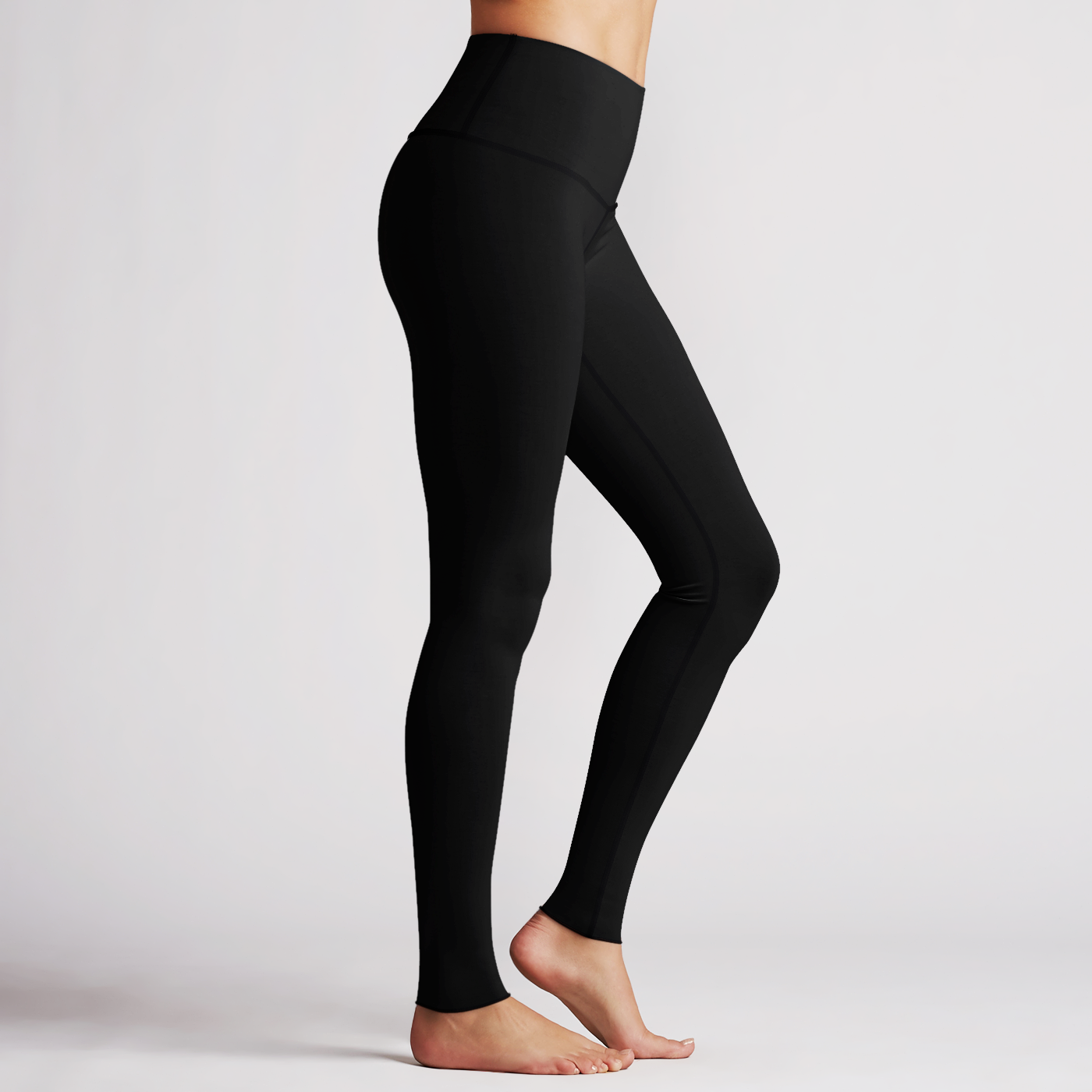 Solid Black High Waist Reversible Womens Leggings