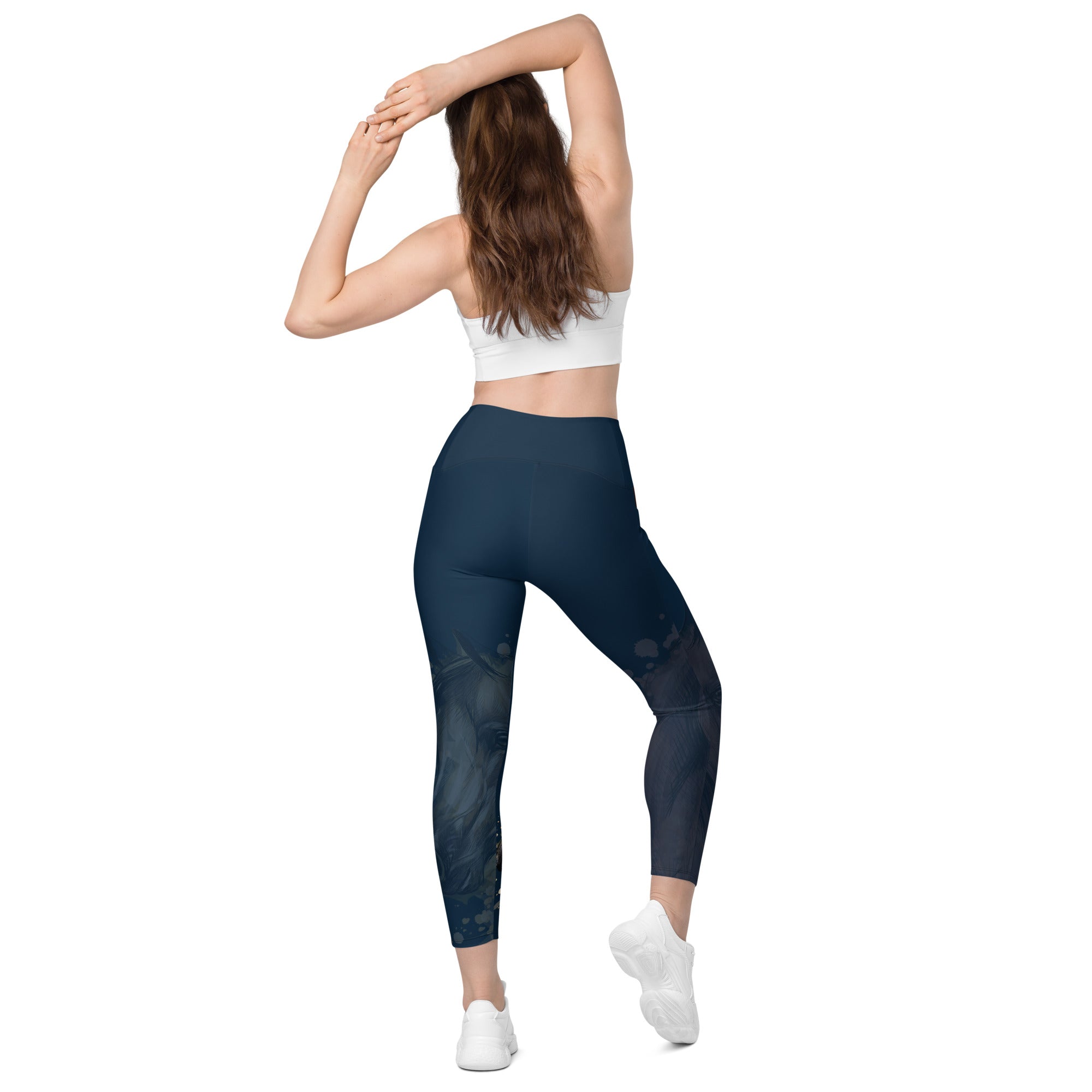 Navy Blue Horse Leggings with pockets