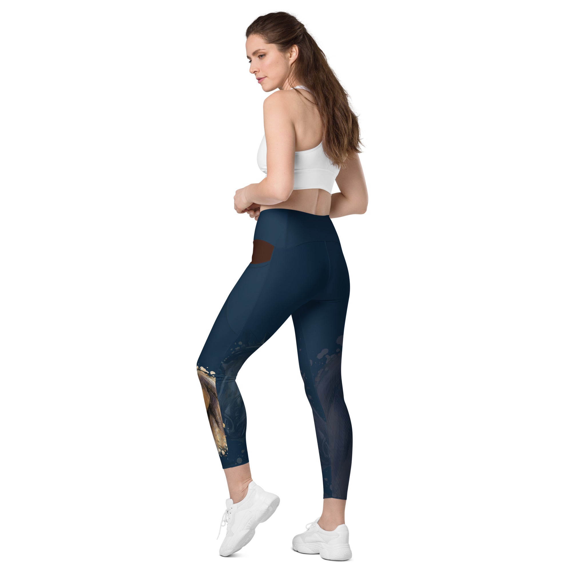 Navy Blue Horse Leggings with pockets