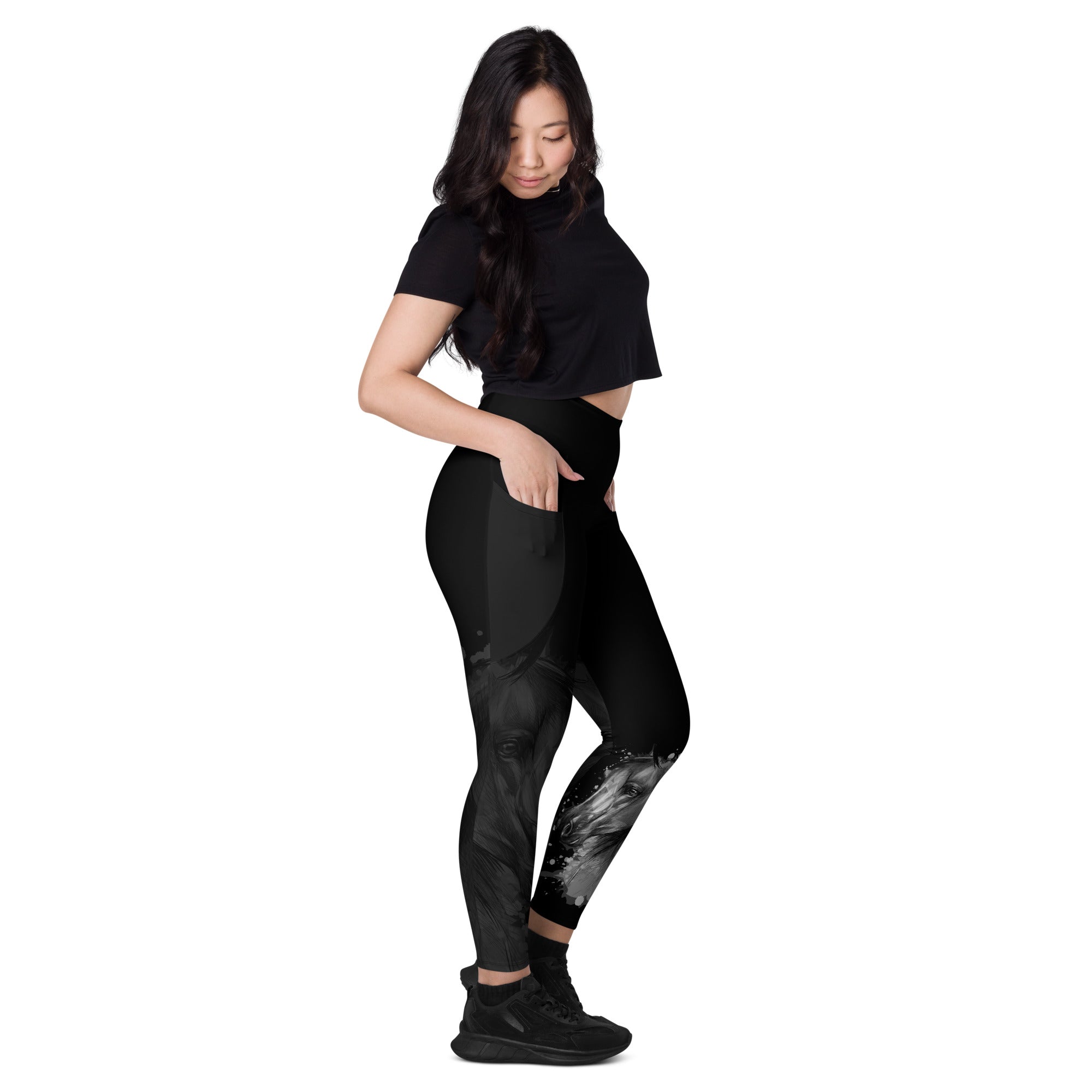 Arabian horse high waist Leggings with pockets