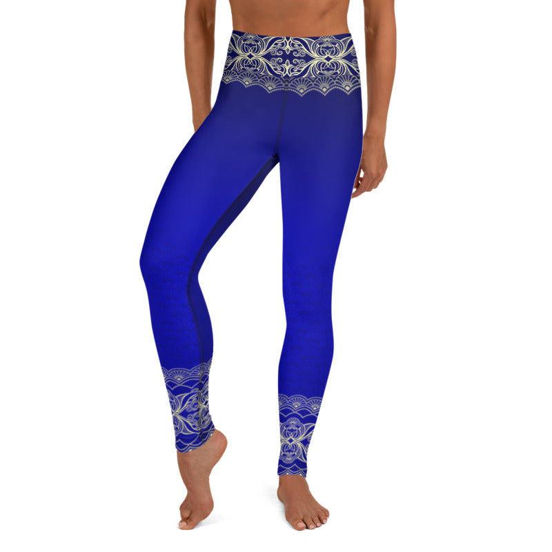 Satya (Blue) High Waist Womens Yoga Leggings