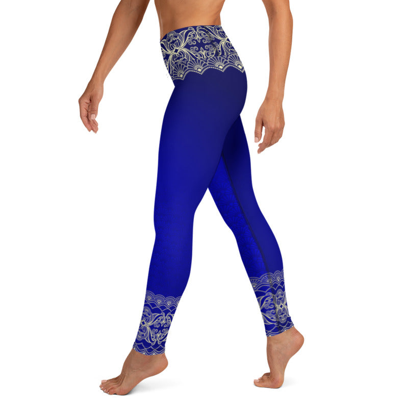 Satya (Blue) High Waist Womens Yoga Leggings