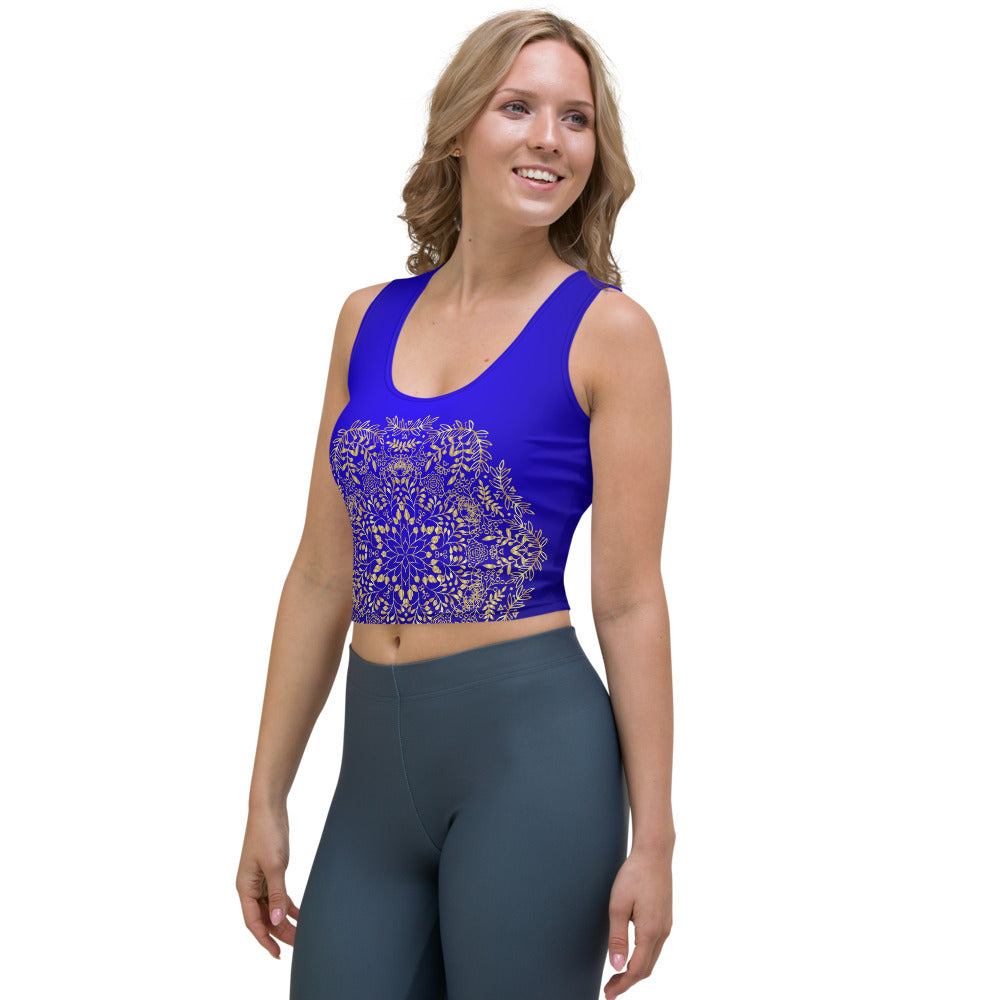 Blue Gold Mandala Crop Tank Top