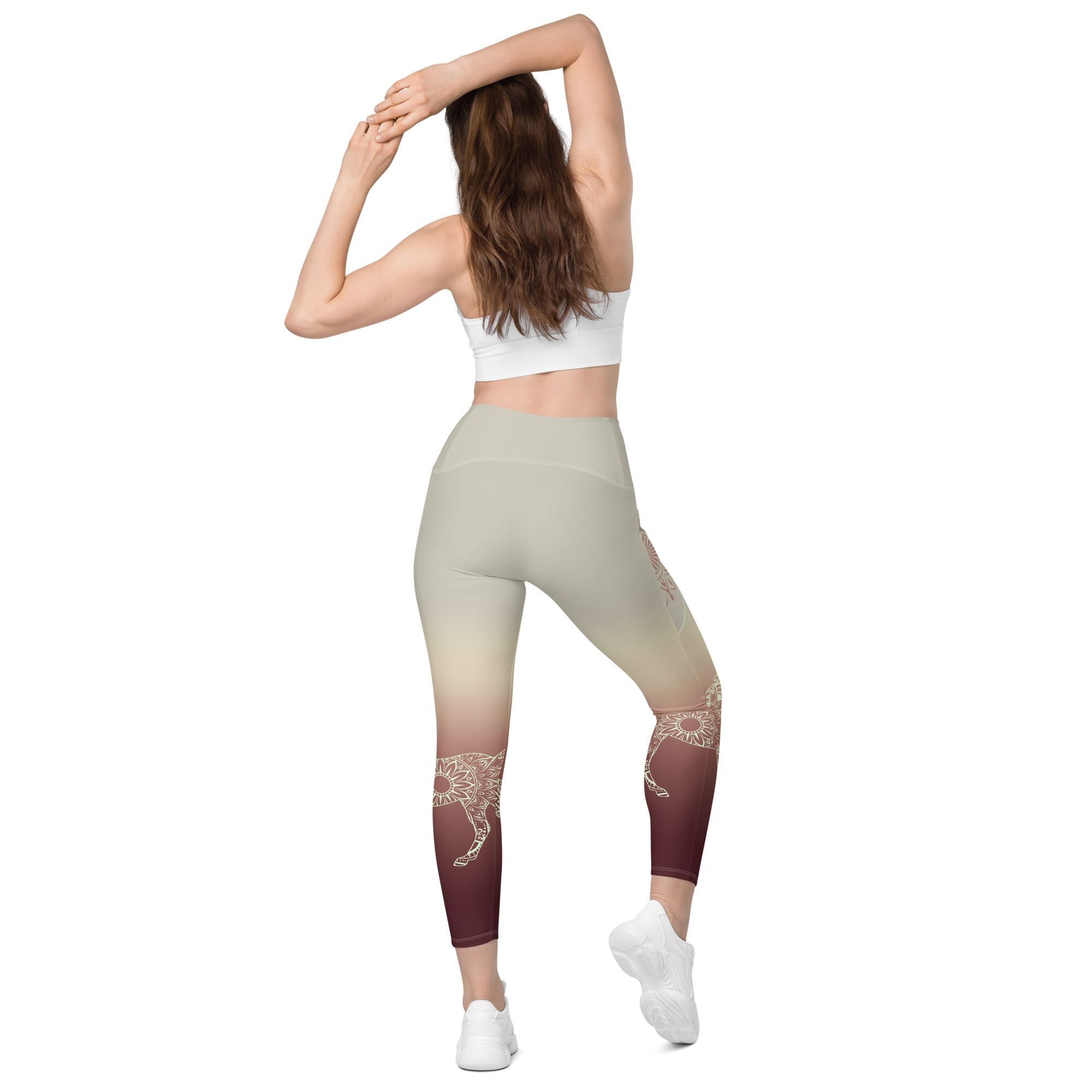 Gradient Grey High Waist Leggings with Pockets