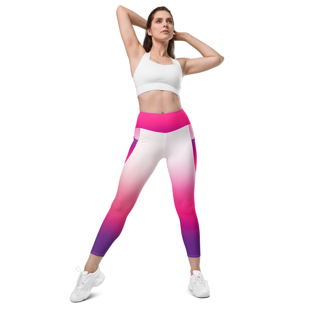 White Gradient Leggings with pockets