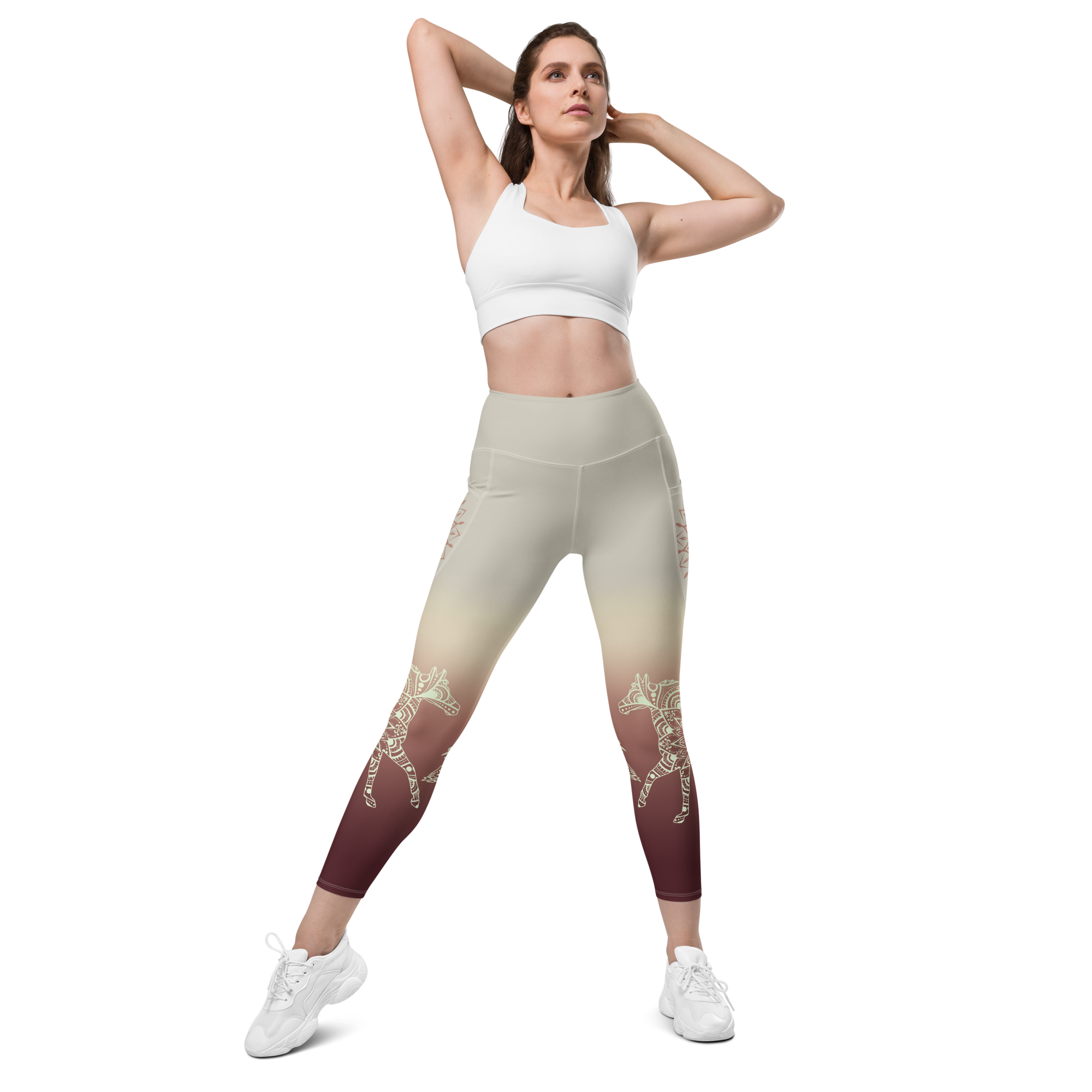 Gradient Grey High Waist Leggings with Pockets