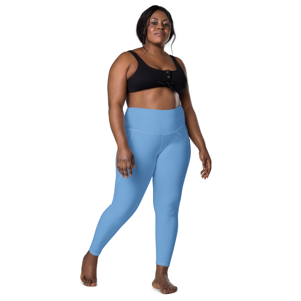 Solid Jordy Blue Leggings With Pockets