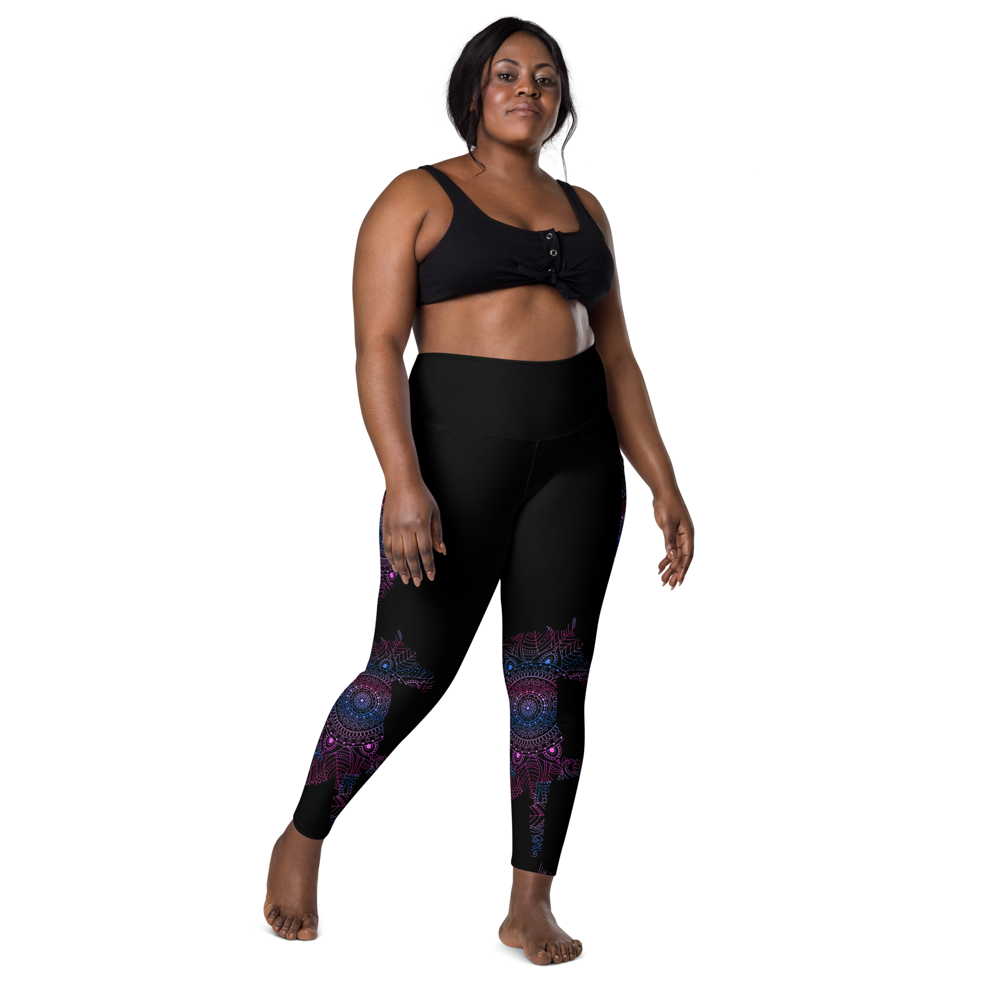Blue Mandala Horse Leggings with Pockets