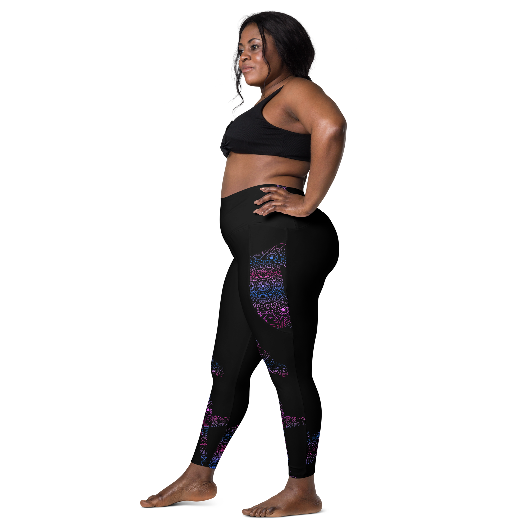 Blue Mandala Horse Leggings with Pockets