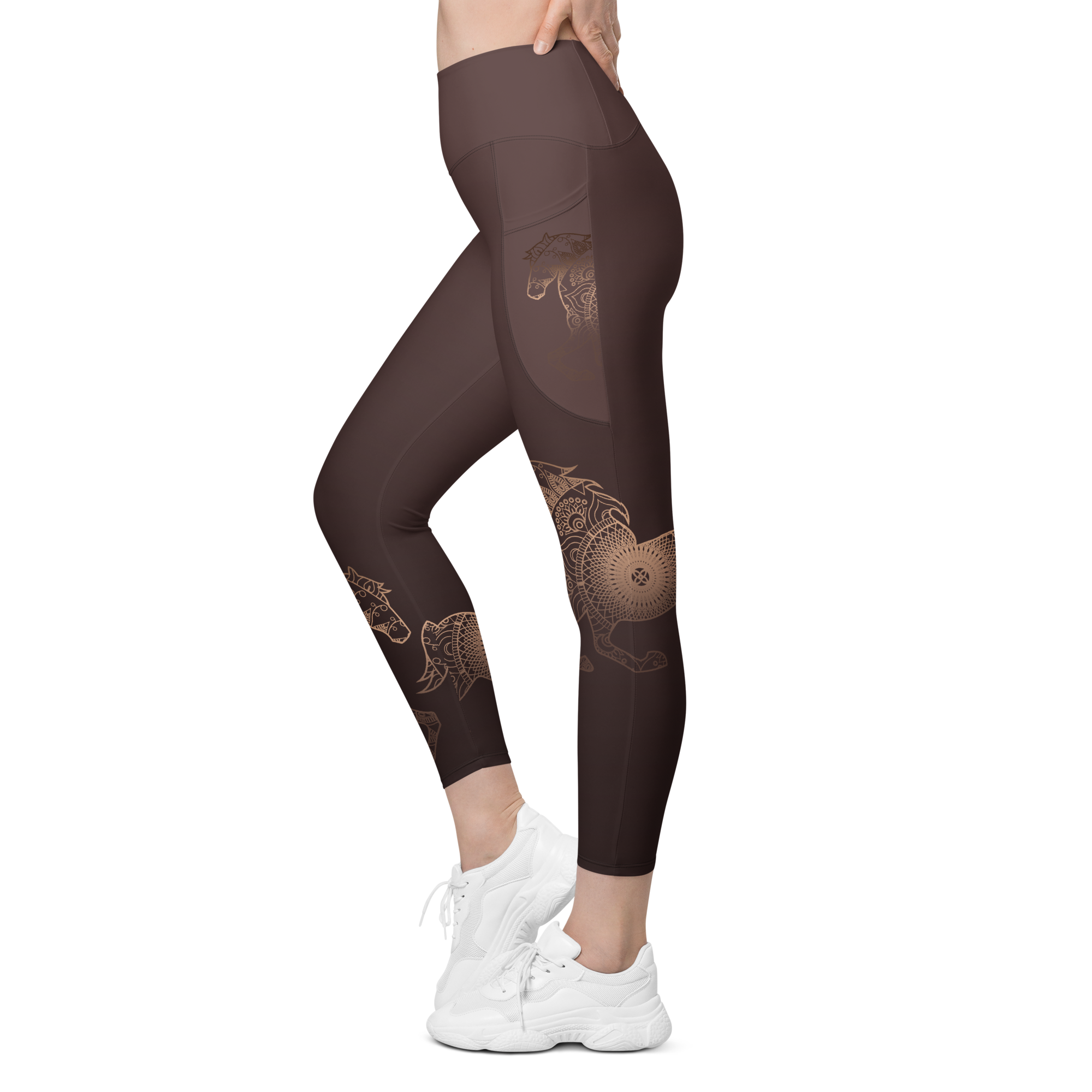 Gorgeous Gold Horse Leggings with pockets