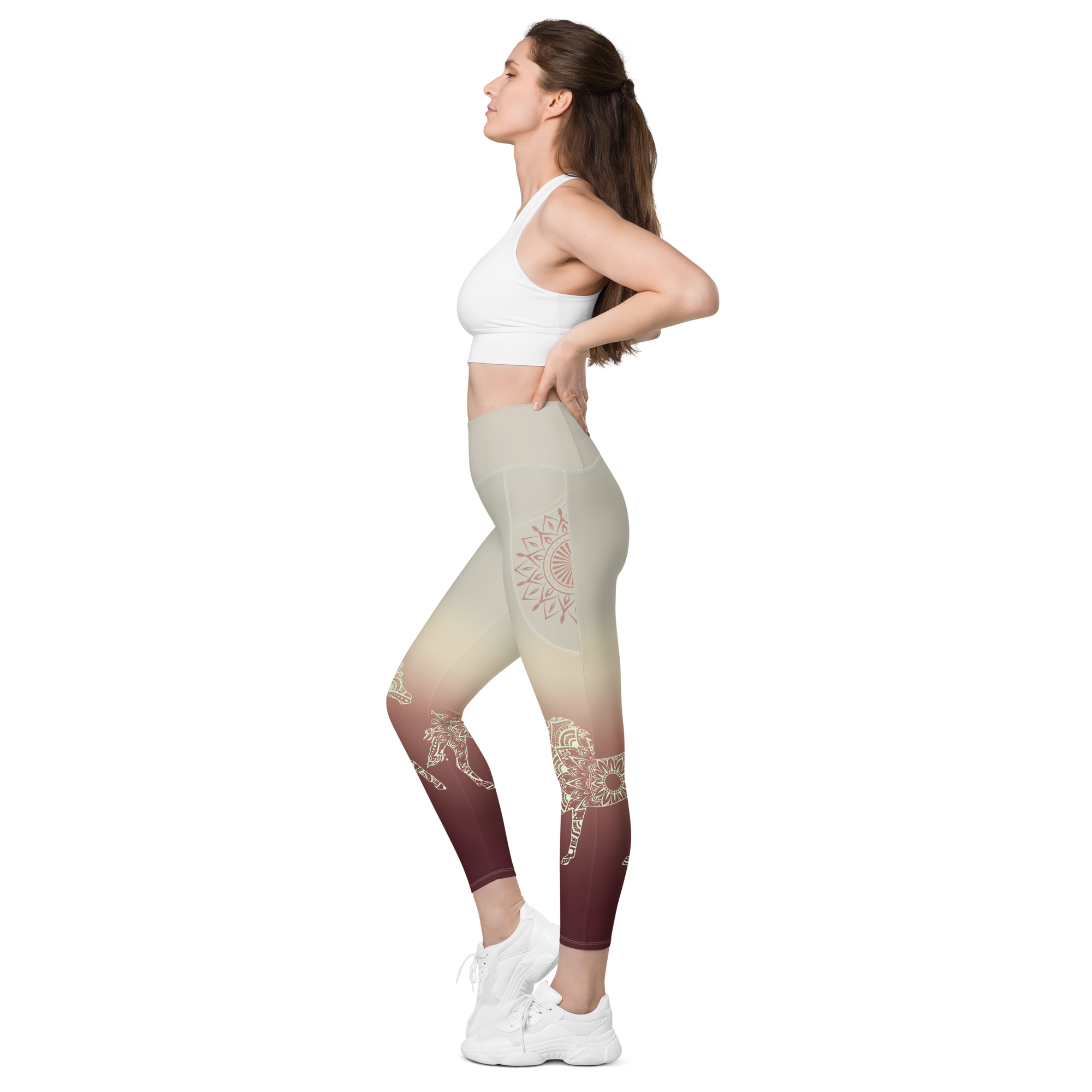 Gradient Grey High Waist Leggings with Pockets