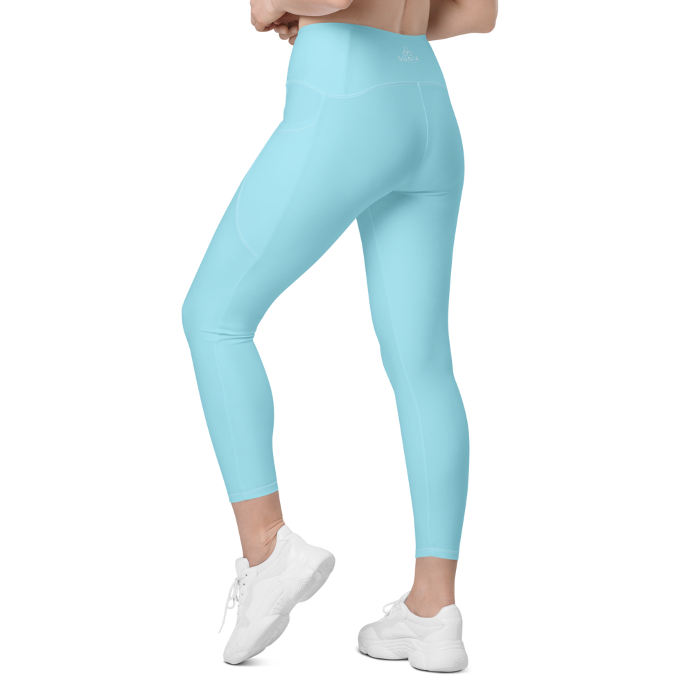 Solid Blizzard Blue Leggings With Pockets