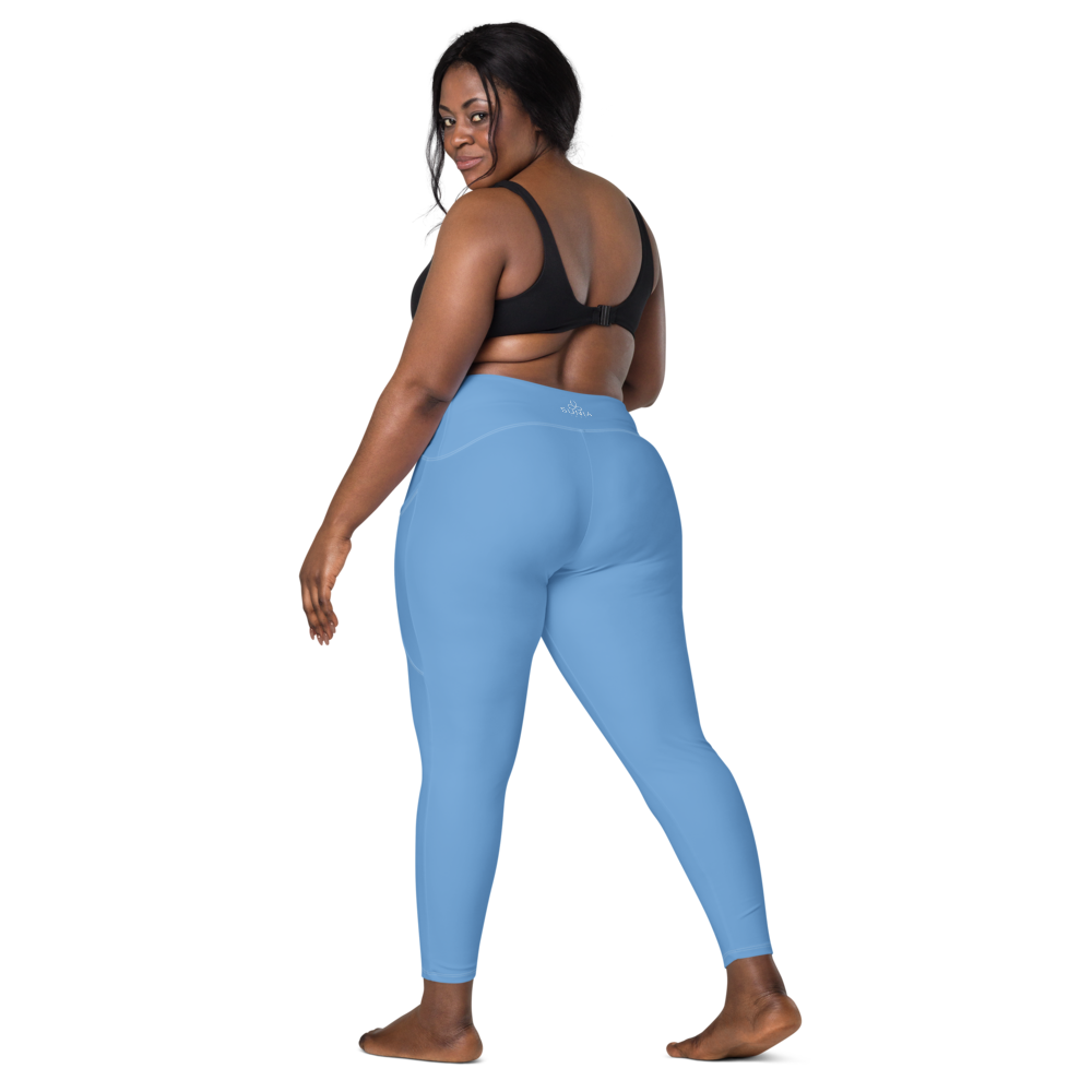 Solid Jordy Blue Leggings With Pockets