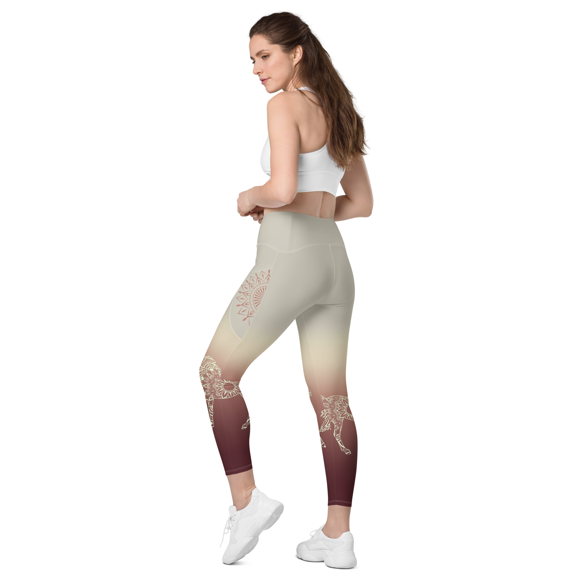 Gradient Grey High Waist Leggings with Pockets