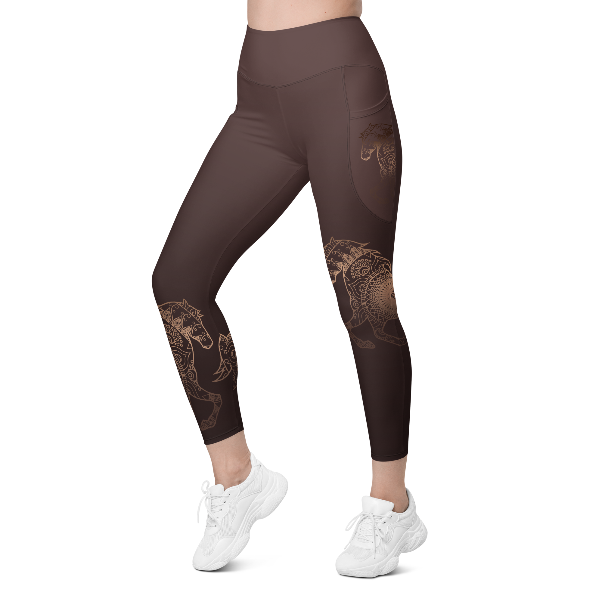 Gorgeous Gold Horse Leggings with pockets