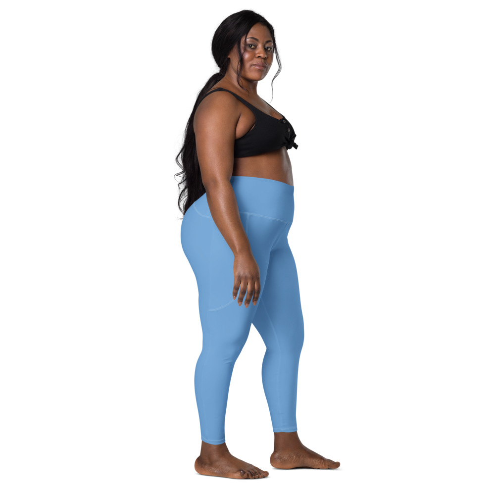 Solid Jordy Blue Leggings With Pockets