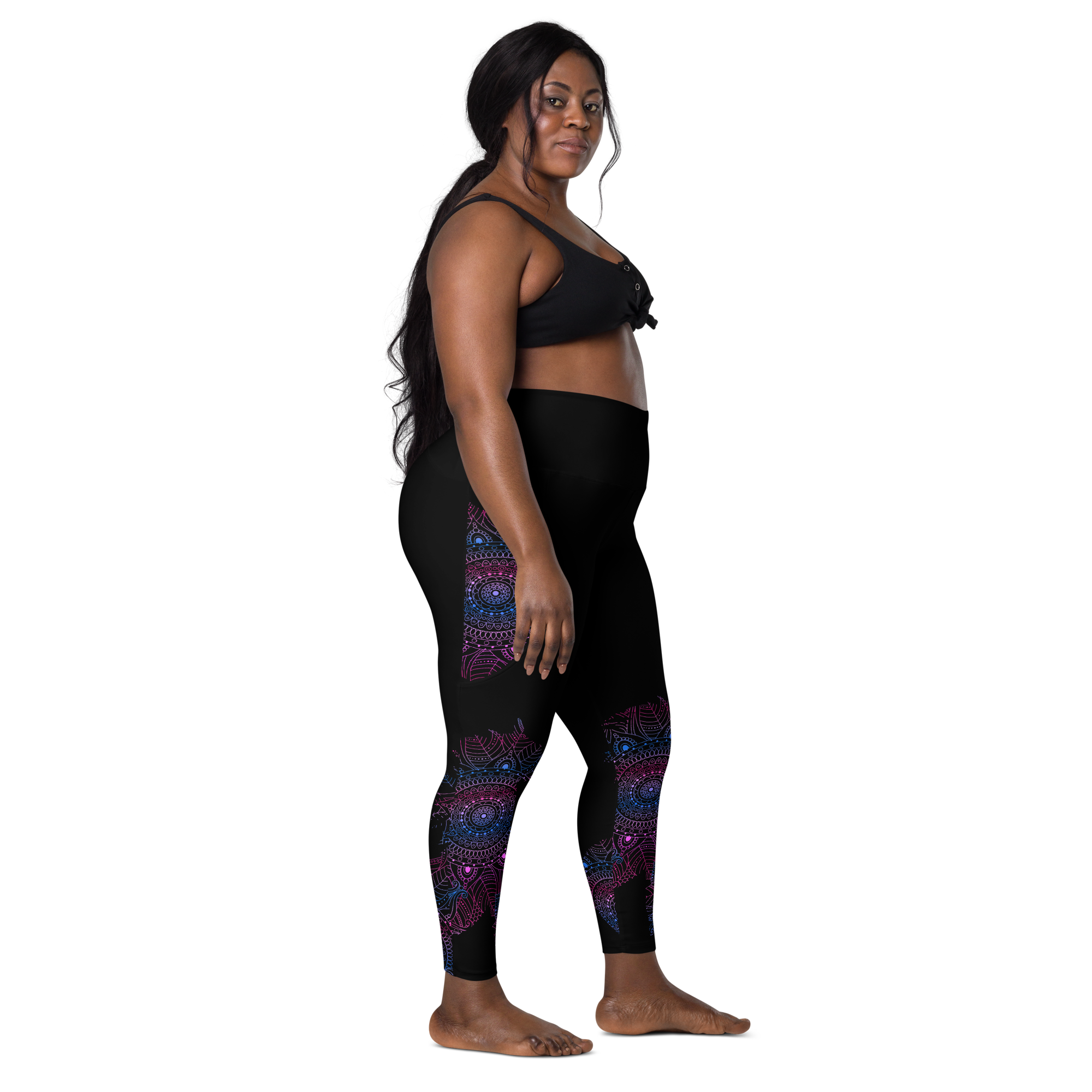 Blue Mandala Horse Leggings with Pockets
