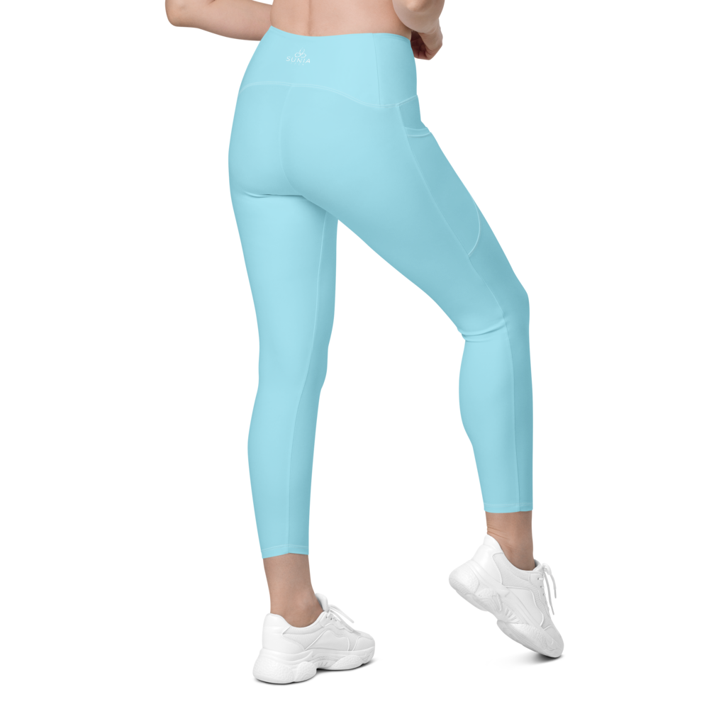 Solid Blizzard Blue Leggings With Pockets