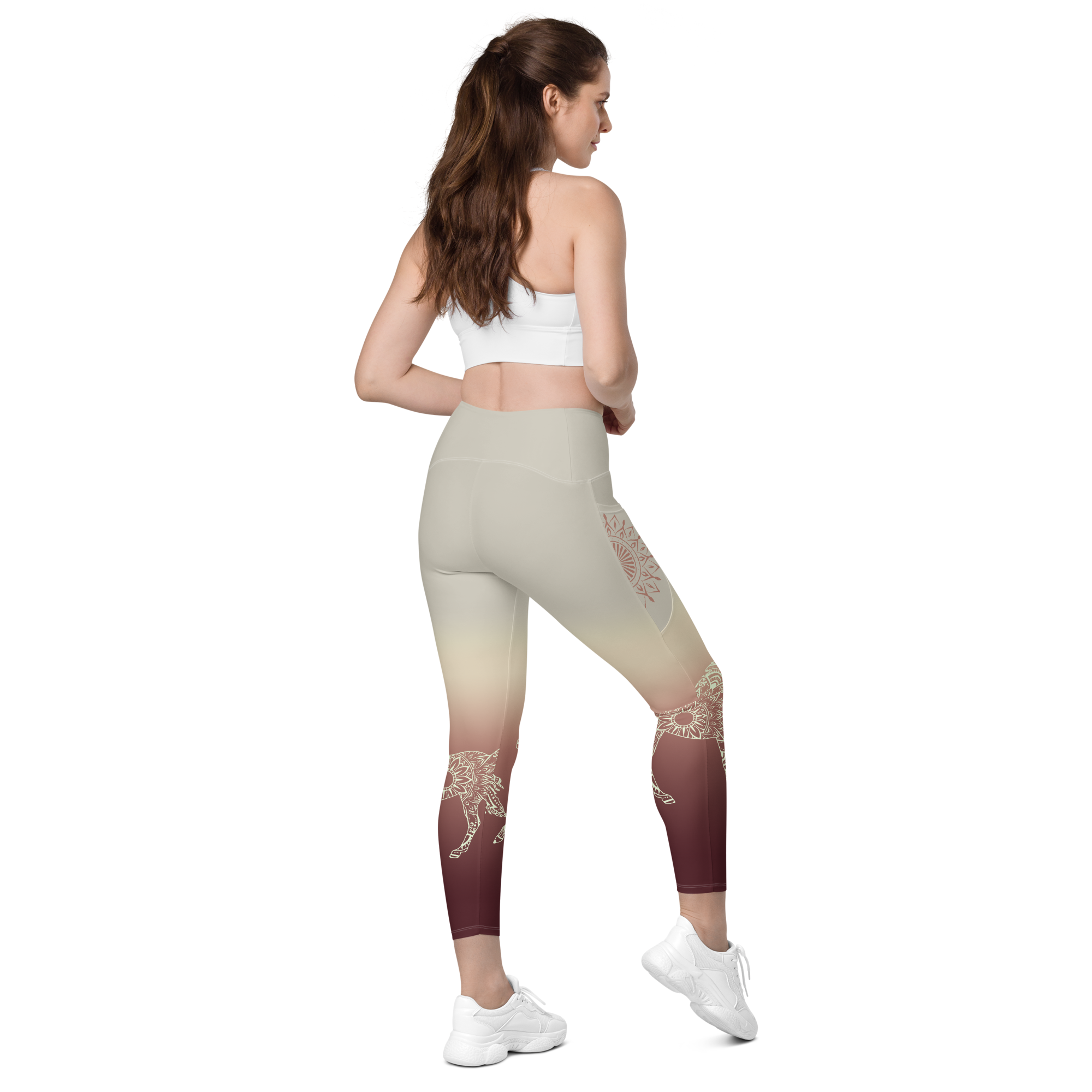 Gradient Grey High Waist Leggings with Pockets