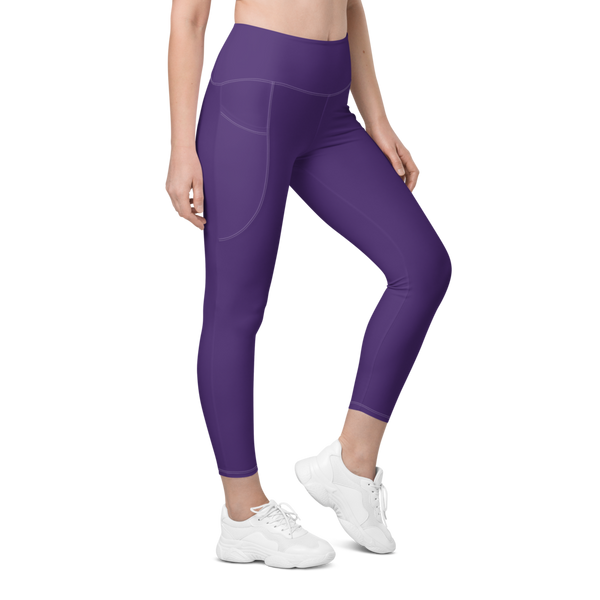 Mondetta High Waist Active Capri Leggings 2 Side Pockets Purple