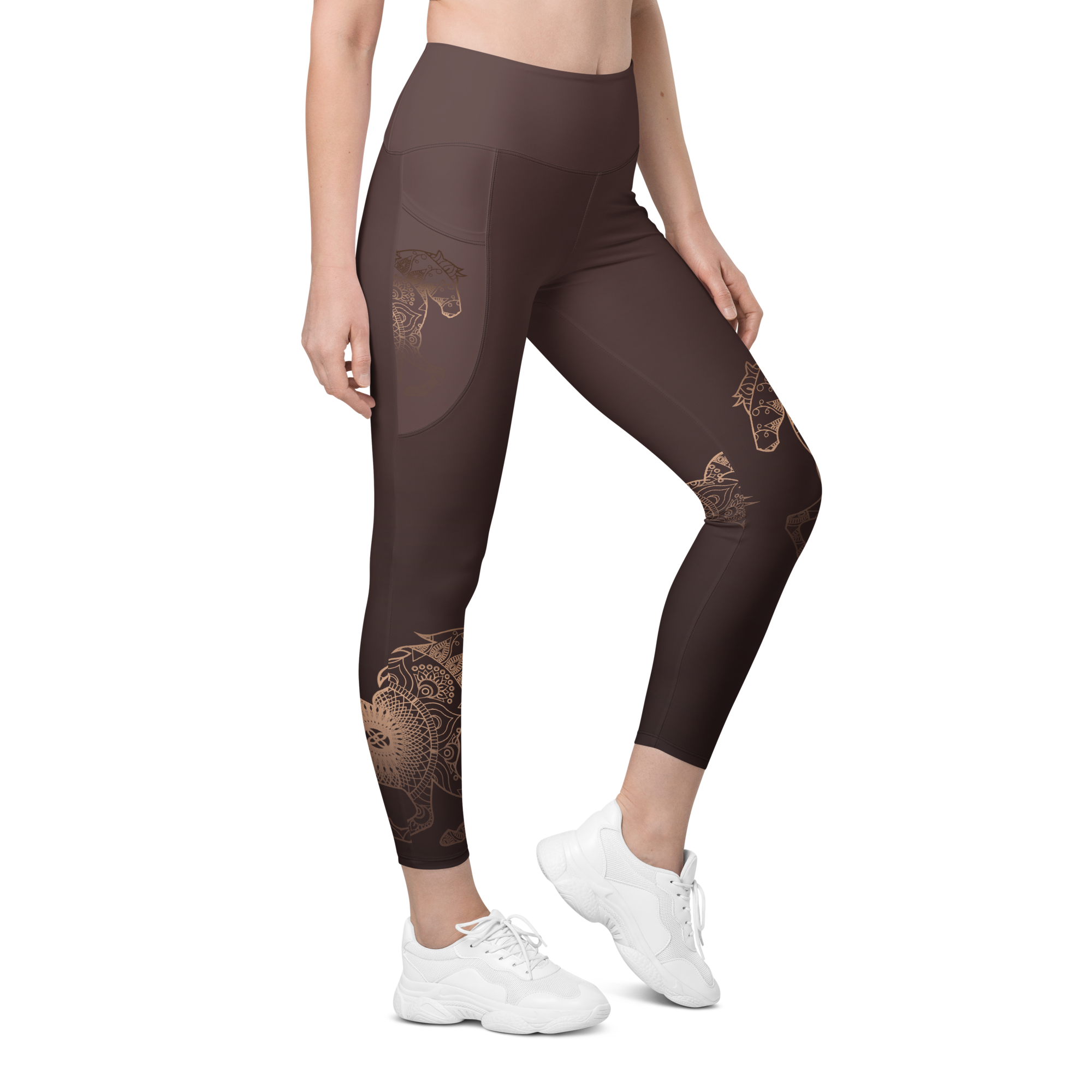 Gorgeous Gold Horse Leggings with pockets