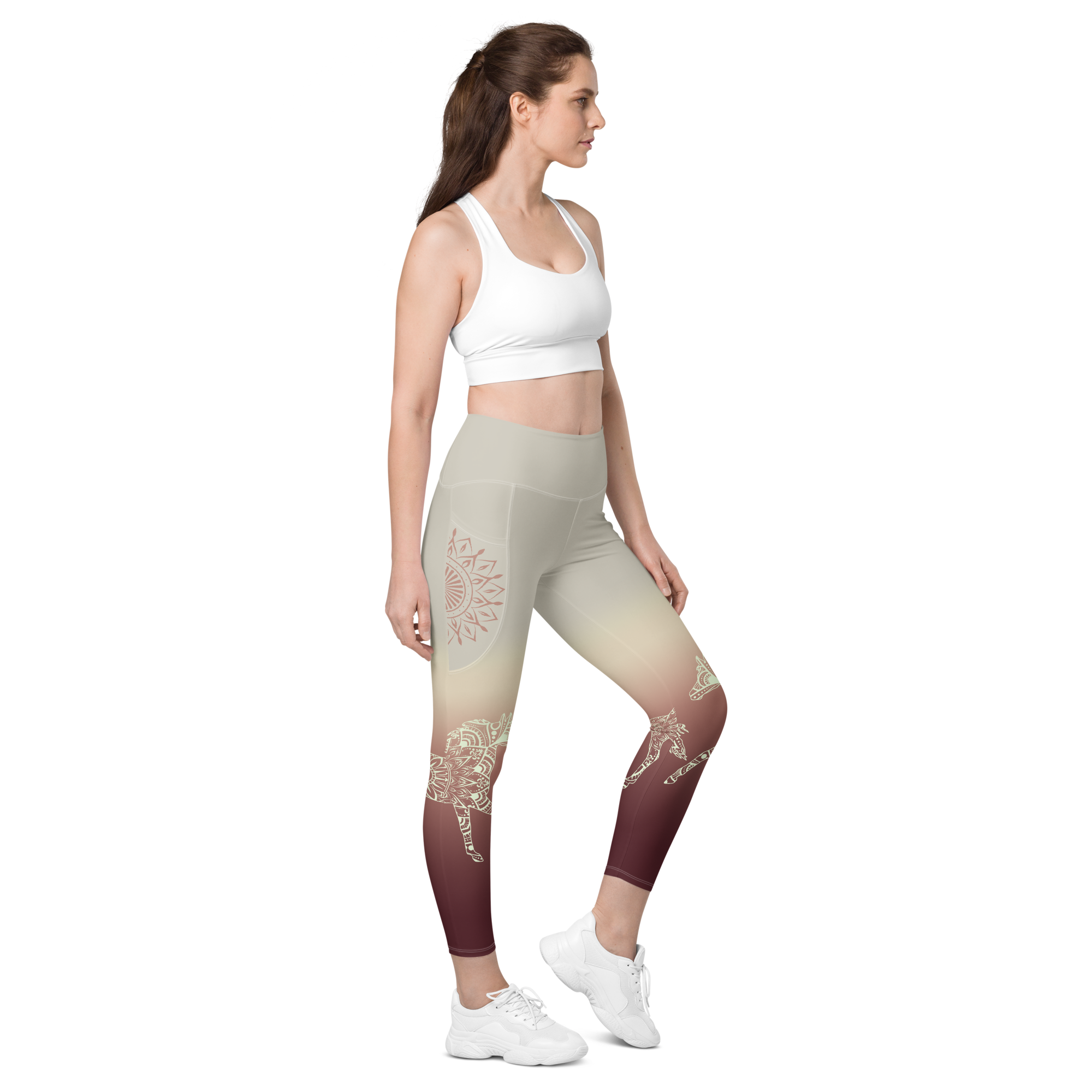 Gradient Grey High Waist Leggings with Pockets