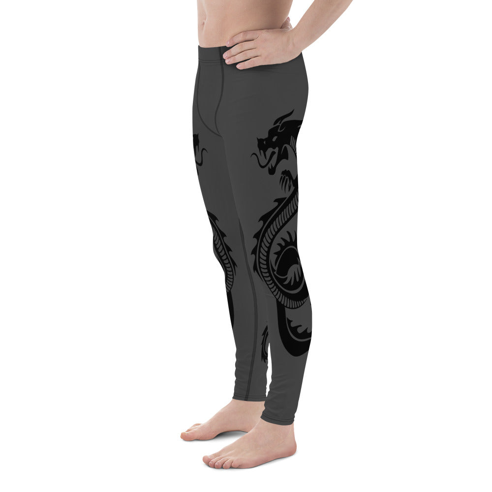 Black Double Dragon Men's Leggings