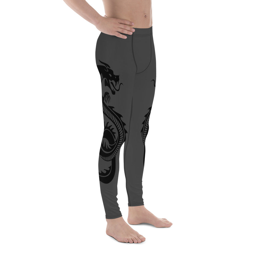 Black Double Dragon Men's Leggings