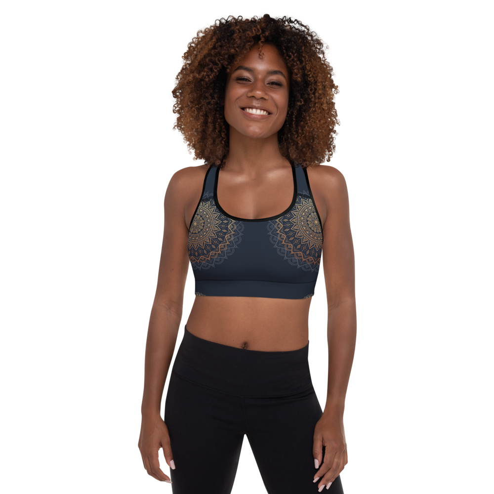 Royal Blue Mandala Padded Sports Bra