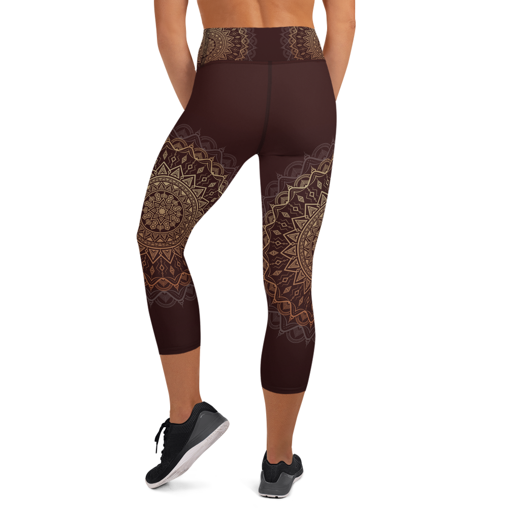 Sandalwood Mandala High Waist Yoga Capri Leggings