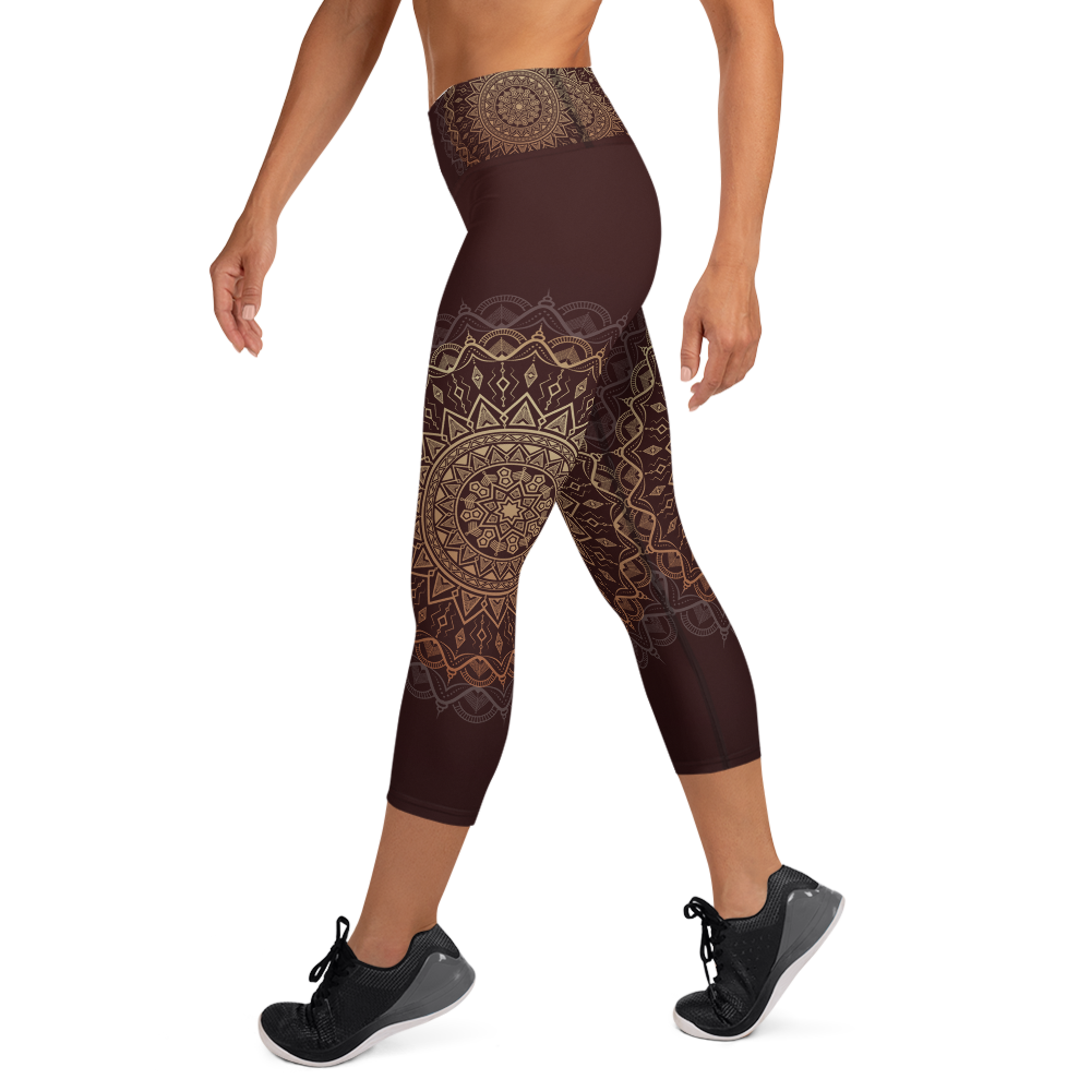Sandalwood Mandala High Waist Yoga Capri Leggings