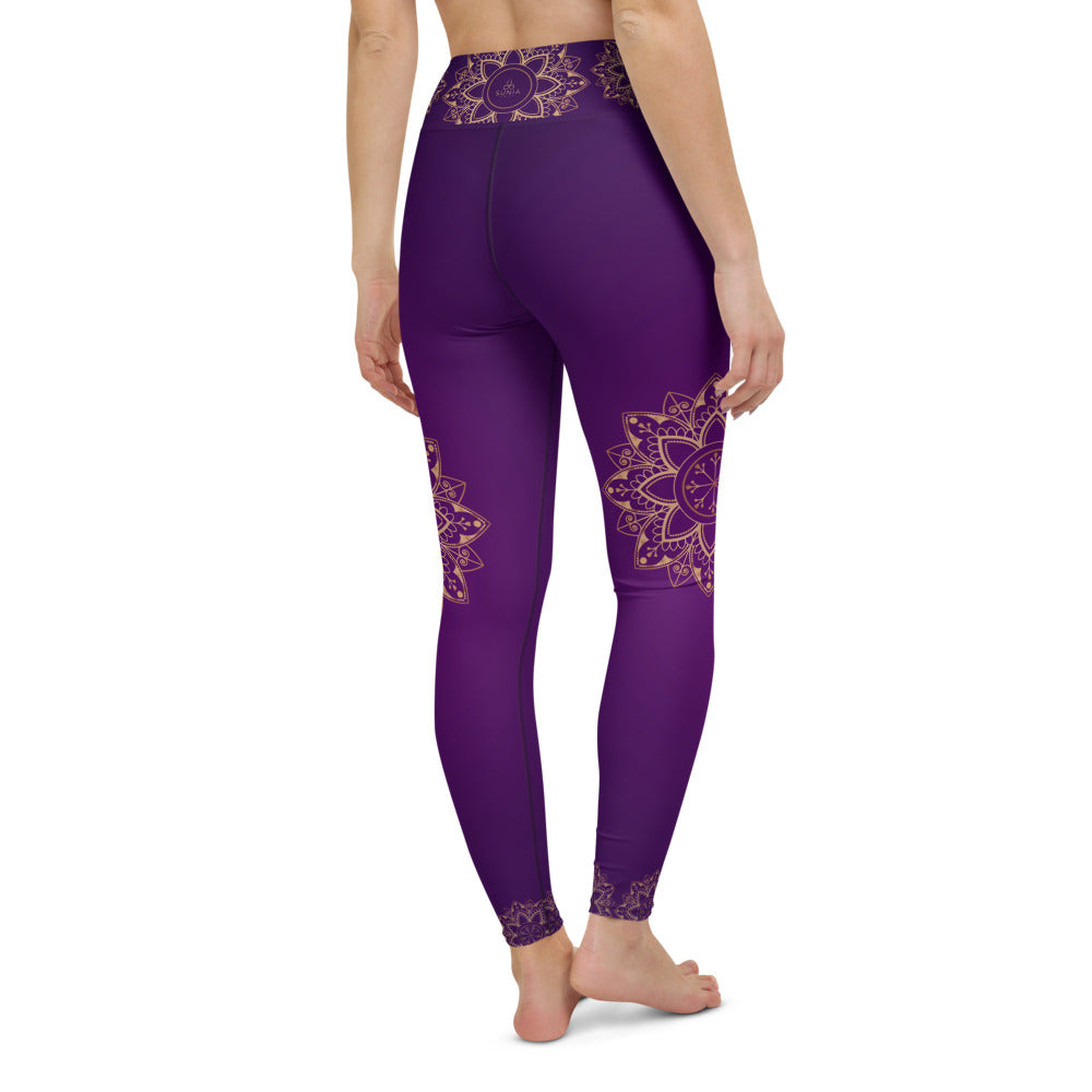 Purple Gold Mandala High Waist Womens Yoga Leggings