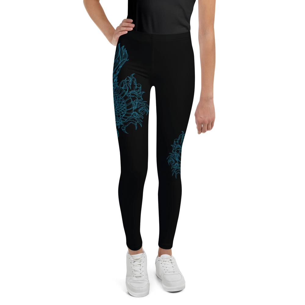 Blue Double Dragon Youth Leggings