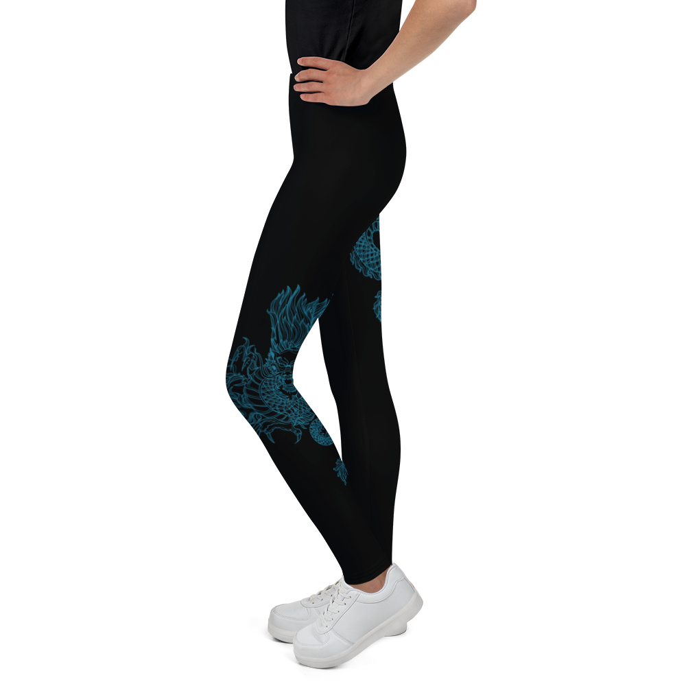 Blue Double Dragon Youth Leggings