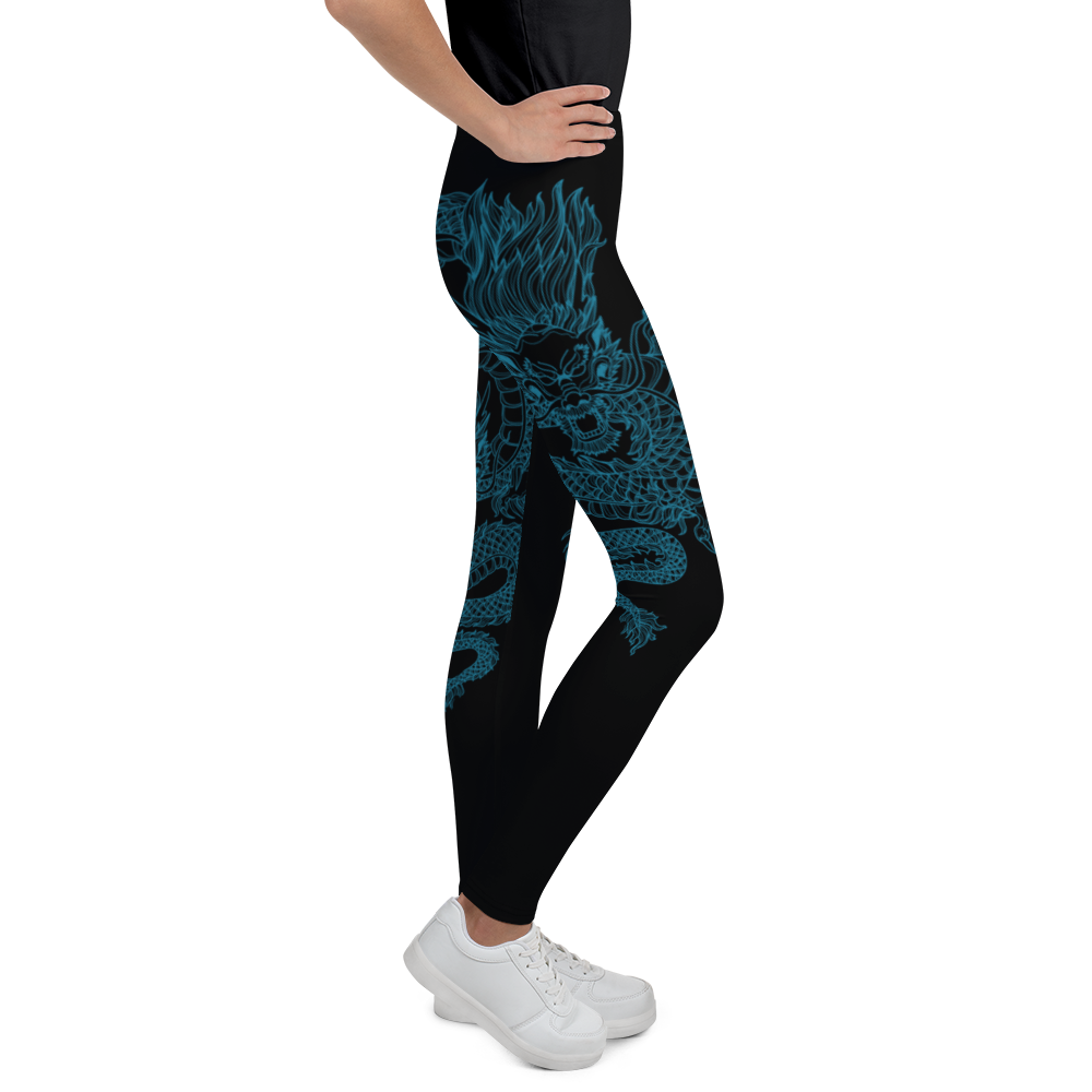 Blue Double Dragon Youth Leggings