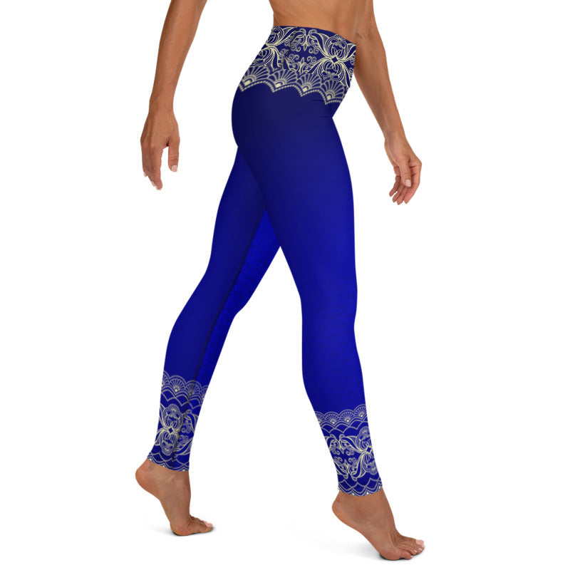 Satya (Blue) High Waist Womens Yoga Leggings