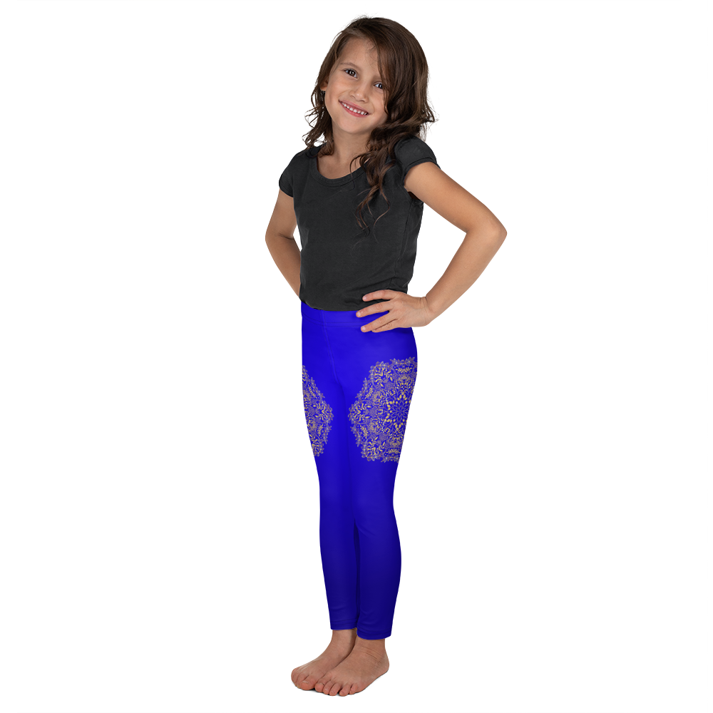 Blue and Gold Mandala Leggings for Girls