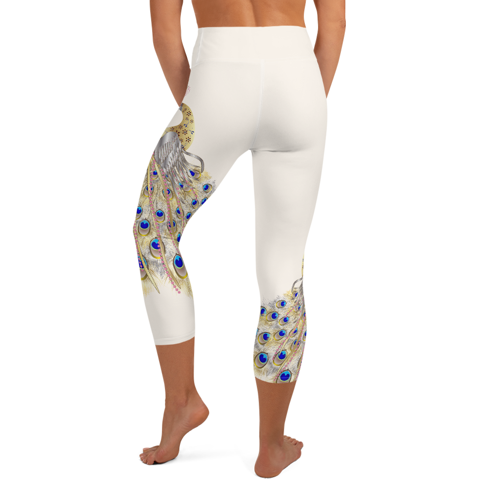 Peacock High Waist Womens Yoga Capri Leggings