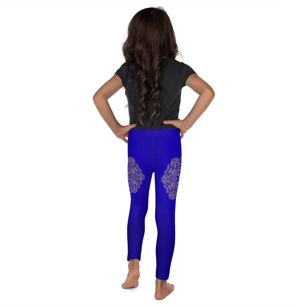 Blue and Gold Mandala Leggings for Girls