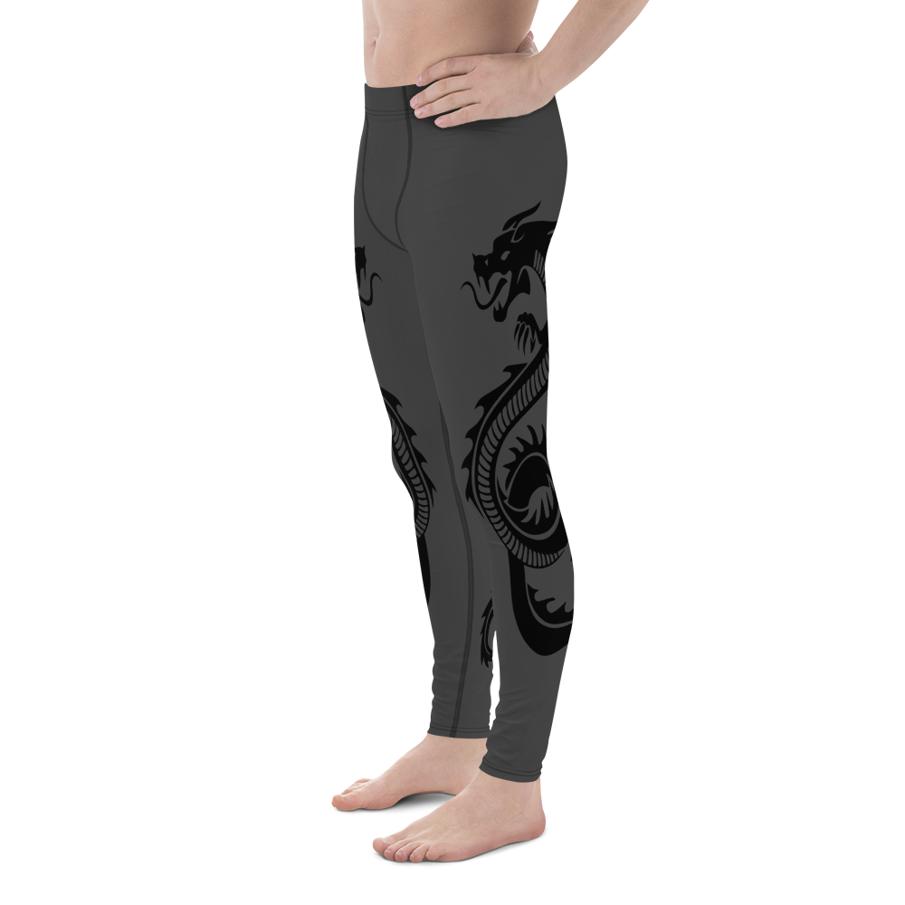Black Double Dragon Men's Leggings