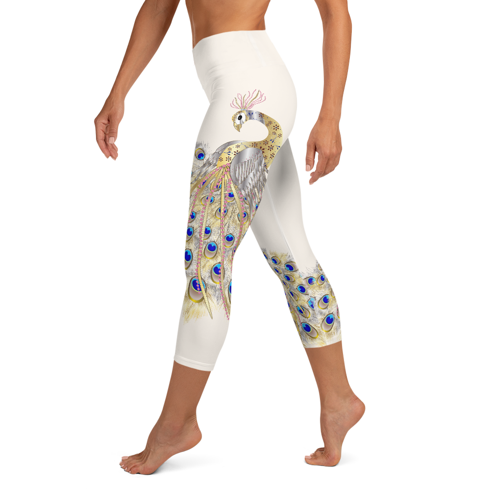 Peacock High Waist Womens Yoga Capri Leggings