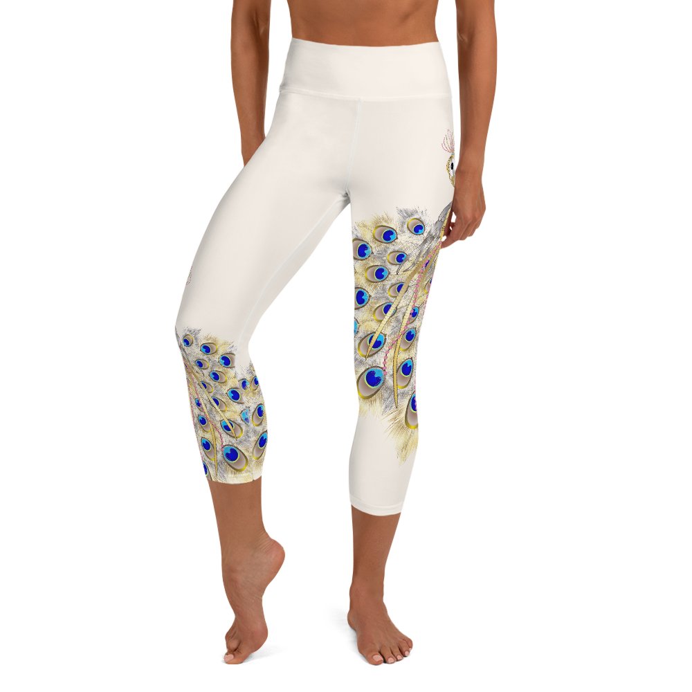 Peacock High Waist Womens Yoga Capri Leggings