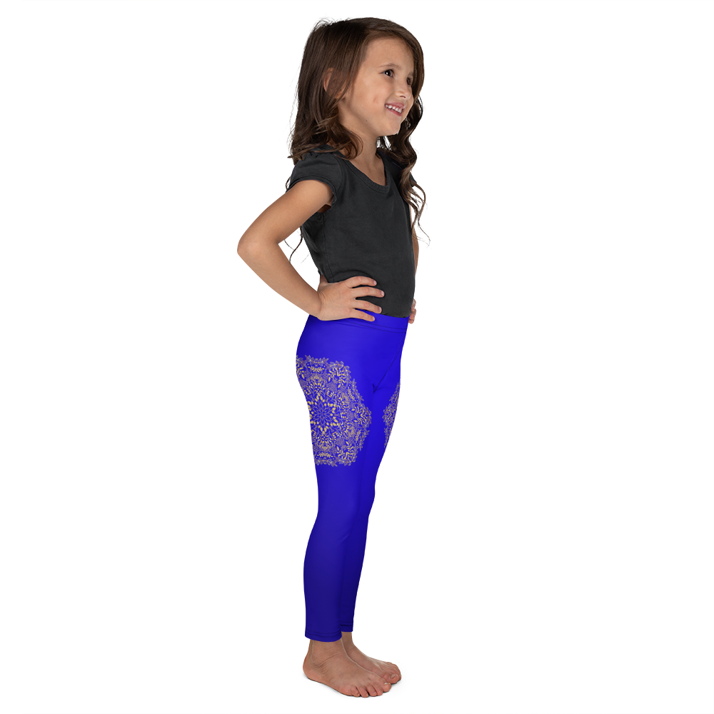 Blue and Gold Mandala Leggings for Girls