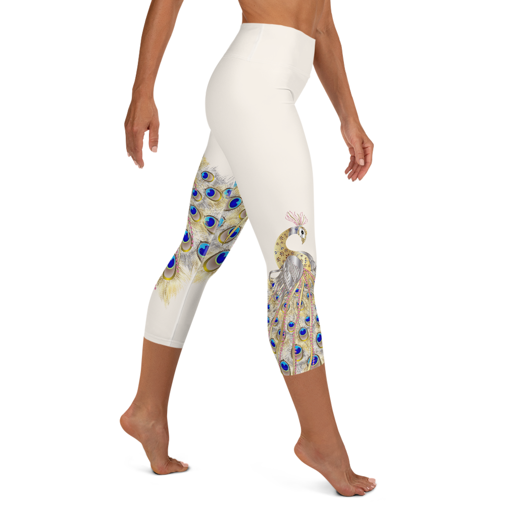 Peacock High Waist Womens Yoga Capri Leggings