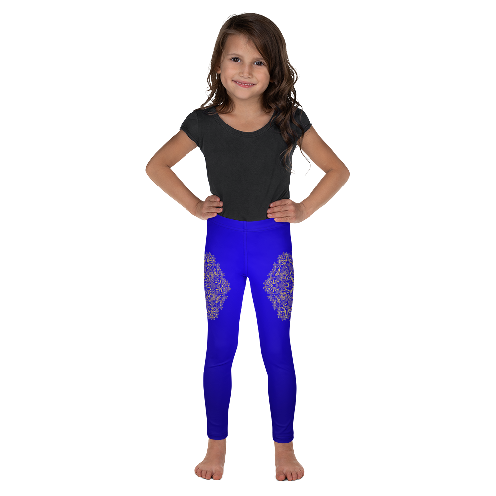 Blue and Gold Mandala Leggings for Girls