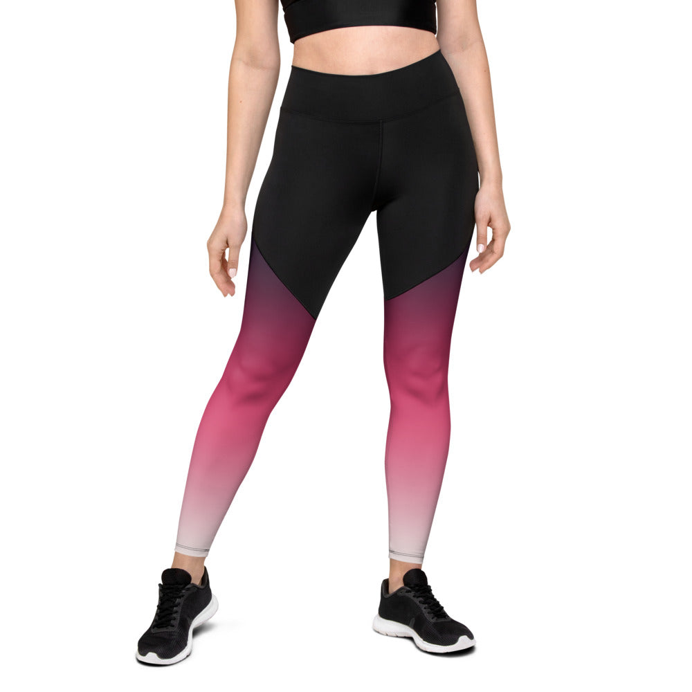 Red Pink Gradient Sports Leggings