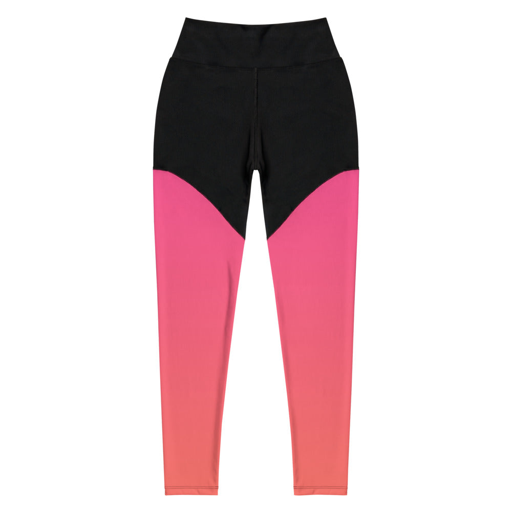 Pink Orange Gradient Sports Leggings