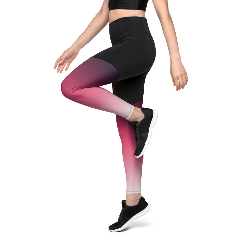Red Pink Gradient Sports Leggings