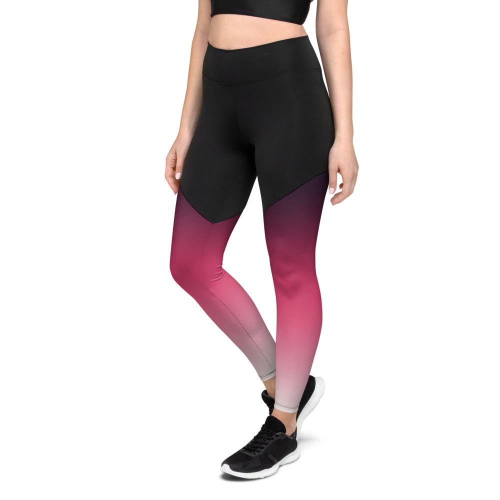 Red Pink Gradient Sports Leggings